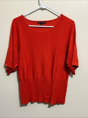 Cable & Gauge Bright Red Scoop Neck Knit Top